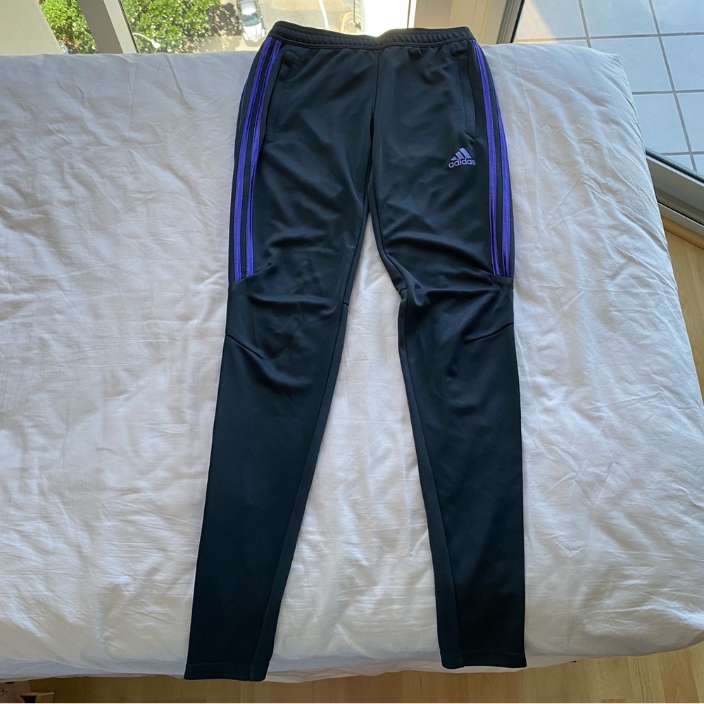 Adidas climacool Black track Pants with purple Stripes xs